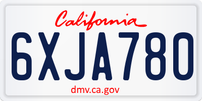 CA license plate 6XJA780