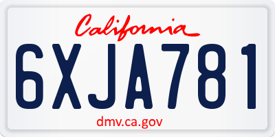 CA license plate 6XJA781