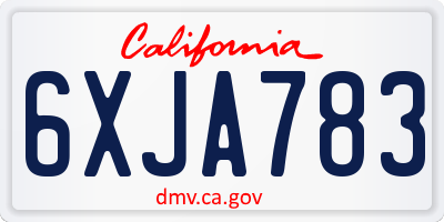 CA license plate 6XJA783