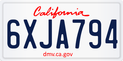 CA license plate 6XJA794