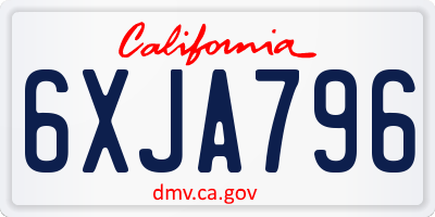 CA license plate 6XJA796