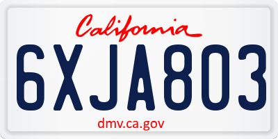 CA license plate 6XJA803