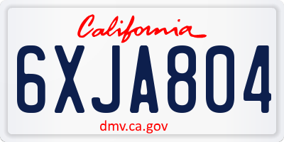 CA license plate 6XJA804