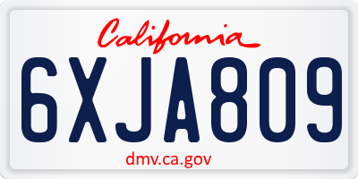 CA license plate 6XJA809