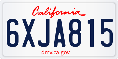 CA license plate 6XJA815