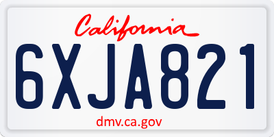 CA license plate 6XJA821