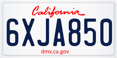 CA license plate 6XJA850