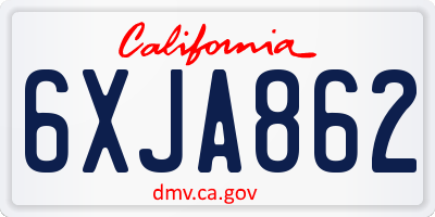 CA license plate 6XJA862