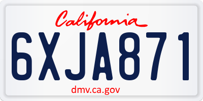 CA license plate 6XJA871