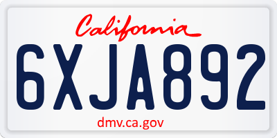CA license plate 6XJA892