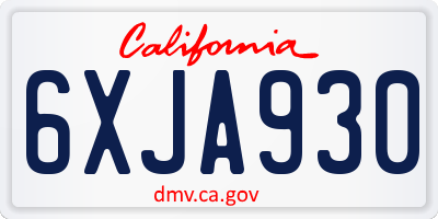 CA license plate 6XJA930