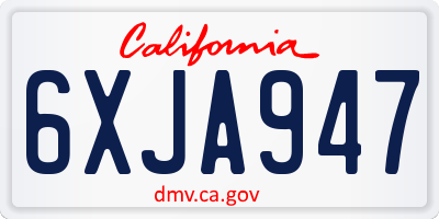 CA license plate 6XJA947