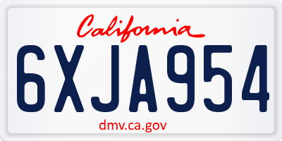 CA license plate 6XJA954