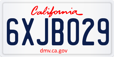 CA license plate 6XJB029