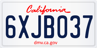 CA license plate 6XJB037