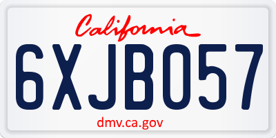 CA license plate 6XJB057