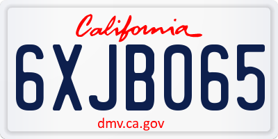 CA license plate 6XJB065