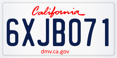 CA license plate 6XJB071