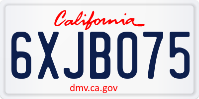 CA license plate 6XJB075