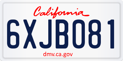CA license plate 6XJB081