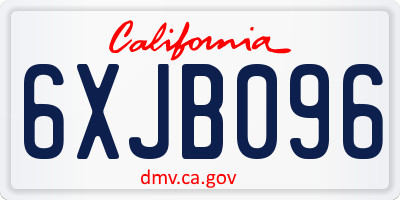 CA license plate 6XJB096
