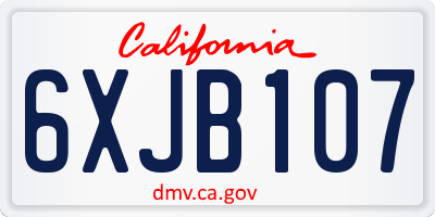 CA license plate 6XJB107