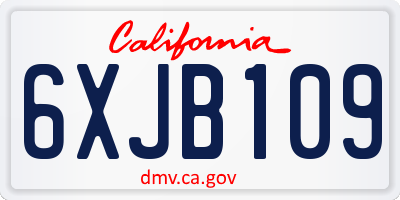 CA license plate 6XJB109
