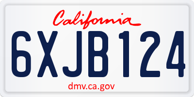 CA license plate 6XJB124