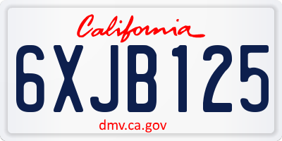 CA license plate 6XJB125
