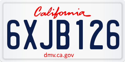 CA license plate 6XJB126