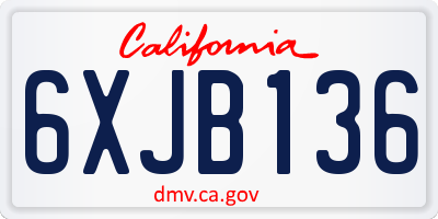 CA license plate 6XJB136