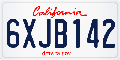 CA license plate 6XJB142