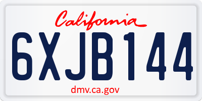 CA license plate 6XJB144