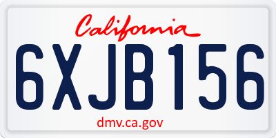CA license plate 6XJB156