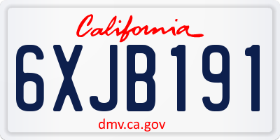 CA license plate 6XJB191