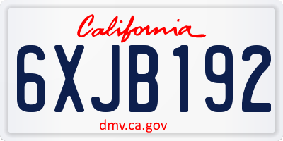 CA license plate 6XJB192
