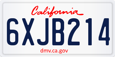 CA license plate 6XJB214