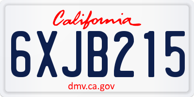 CA license plate 6XJB215