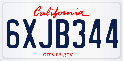 CA license plate 6XJB344