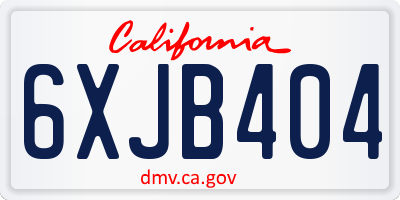 CA license plate 6XJB404