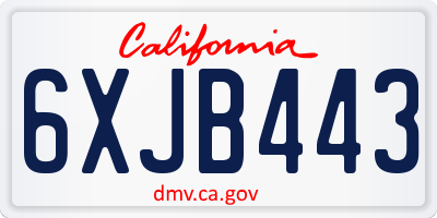 CA license plate 6XJB443