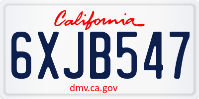 CA license plate 6XJB547