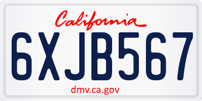 CA license plate 6XJB567