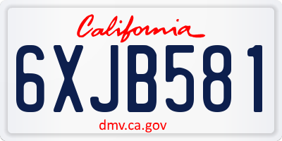 CA license plate 6XJB581