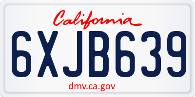 CA license plate 6XJB639