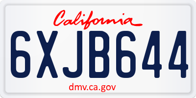 CA license plate 6XJB644