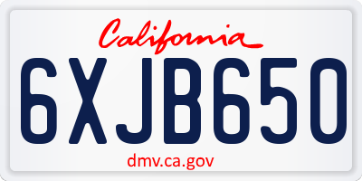 CA license plate 6XJB650