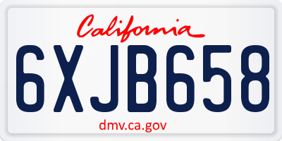 CA license plate 6XJB658