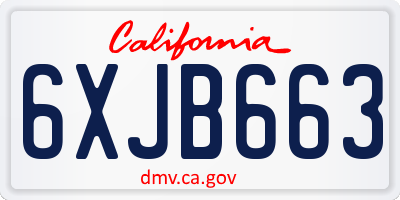 CA license plate 6XJB663