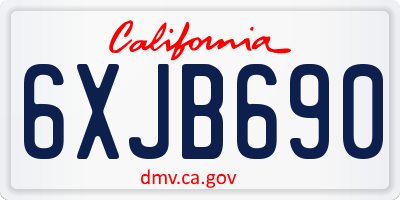 CA license plate 6XJB690